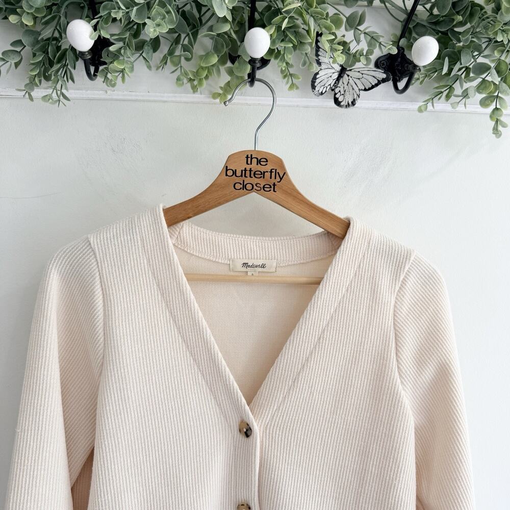 Madewell Ottoman Rib Cardigan ivory cream button down Size S FF4955 - Picture 3 of 5
